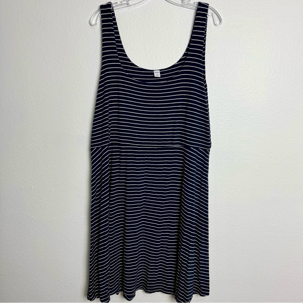 Old Navy Striped Blue White Short Sundress Sleeveless Tank Dress Soft A Line